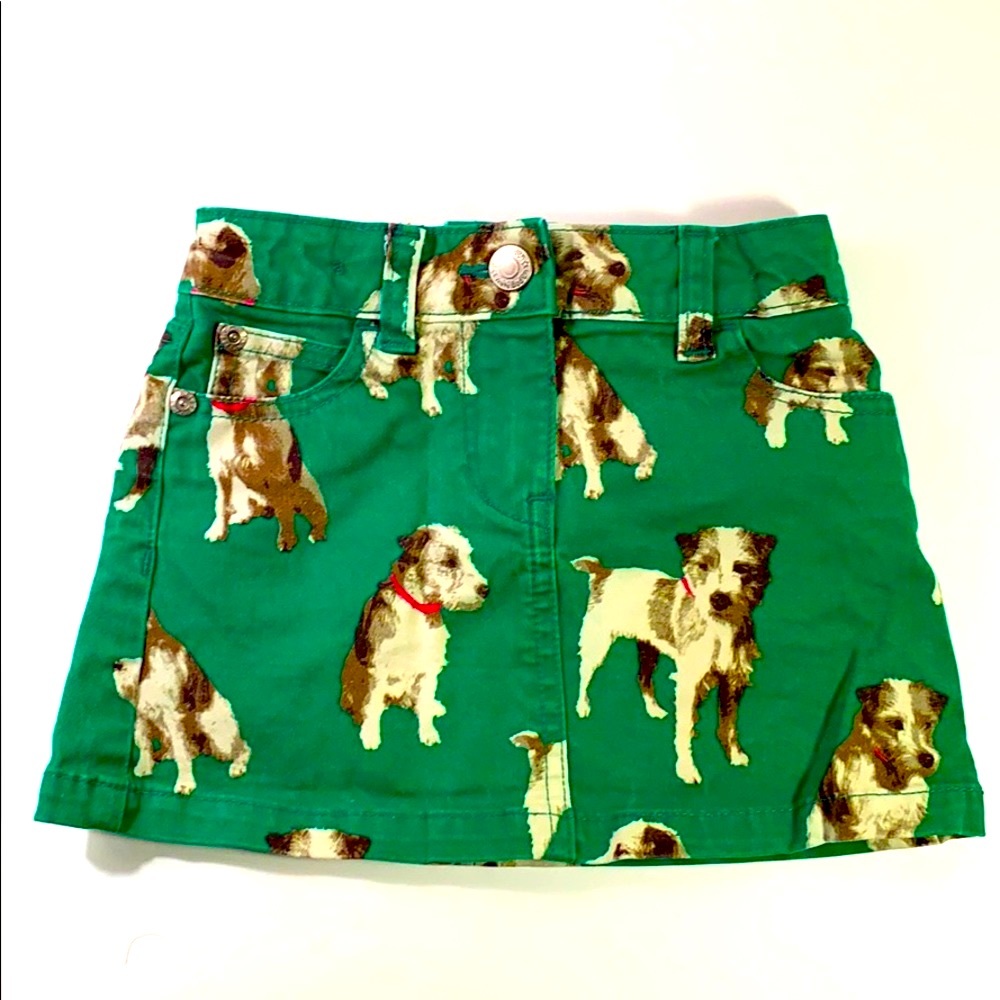 Green dog denim miniskirt
